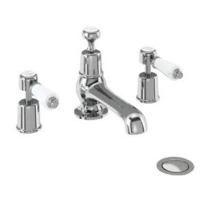 Burlington Kensington - 3 Tap Hole Basin Mixer with Pop Up Waste