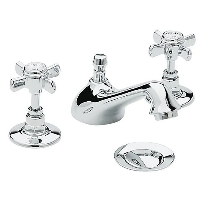 Heritage - Dawlish 3 Hole Basin Mixer with Pop-up Waste - Chrome