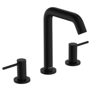 hansgrohe Tecturis S 3-Hole Basin Mixer 150 EcoSmart+ with Push-Open Waste - Matt Black