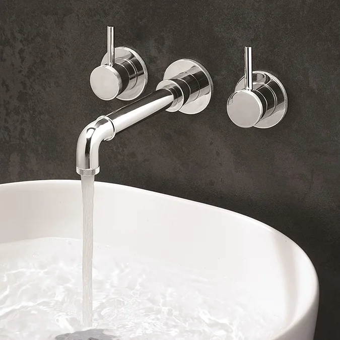 Crosswater MPRO Industrial Wall Mounted 3 Hole Set Basin Mixer - Chrome - Image 2