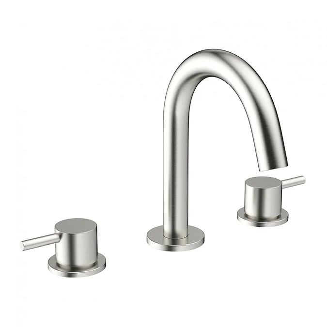 Crosswater MPRO Deck Mounted 3 Hole Set Basin Mixer - Brushed Stainless Steel