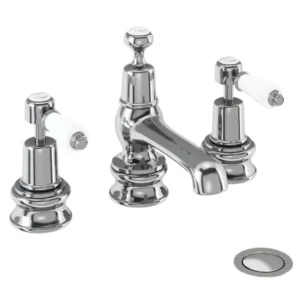 Burlington Kensington Regent - 3 Tap Hole Basin Mixer w/ Pop Up Waste