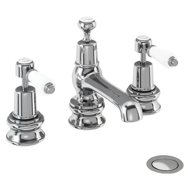 Burlington Kensington Regent - 3 Tap Hole Basin Mixer w/ Pop Up Waste