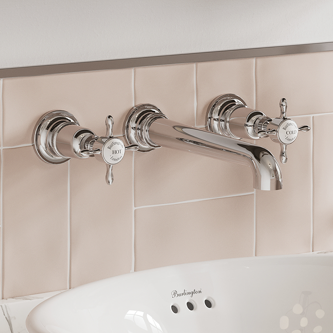 Burlington Guild 3TH Wall Mounted Basin Tap - Chrome