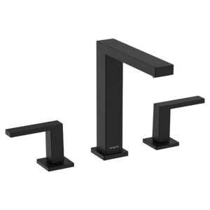 hansgrohe Tecturis E 3-Hole Basin Mixer 150 EcoSmart+ with Push-Open Waste - Matt Black