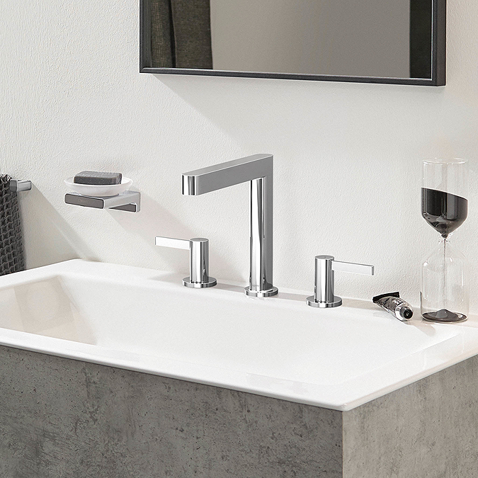 hansgrohe Finoris 3-Hole Basin Mixer 160 with Push-Open Waste - Chrome - Image 2