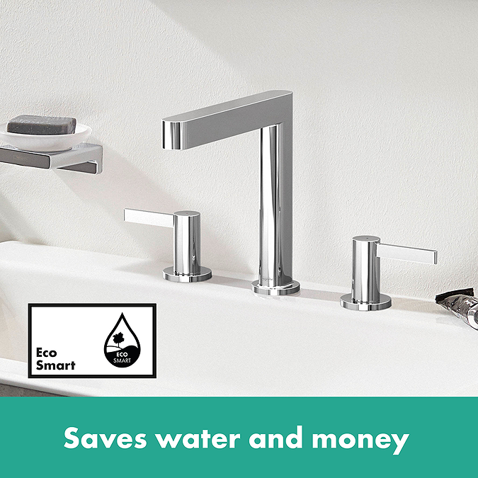 hansgrohe Finoris 3-Hole Basin Mixer 160 with Push-Open Waste - Chrome - Image 5