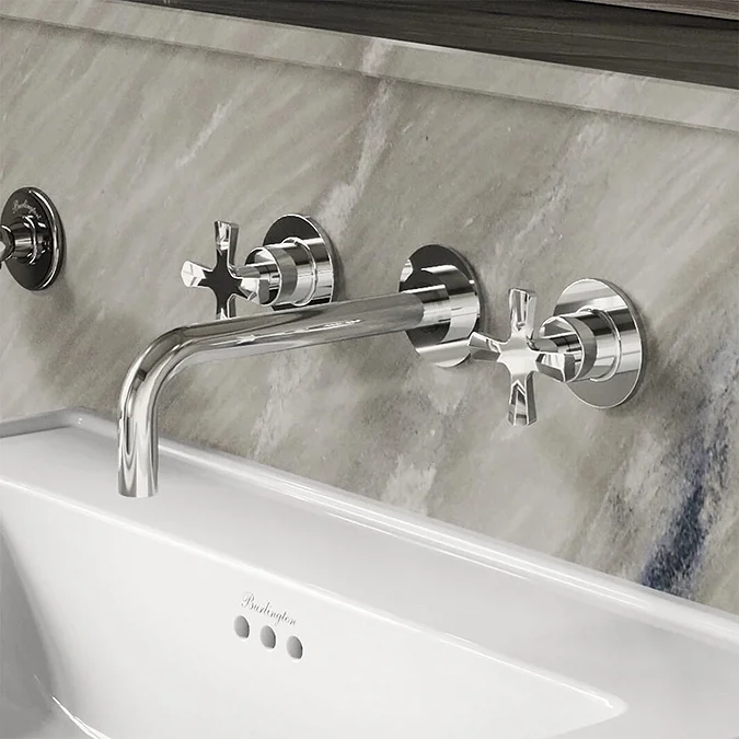 Burlington Riviera Art Deco Chrome Wall Mounted Basin Mixer - Image 3