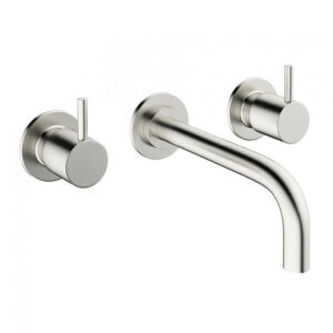 Crosswater MPRO Wall Mounted 3 Hole Set Basin Mixer - Brushed Stainless Steel