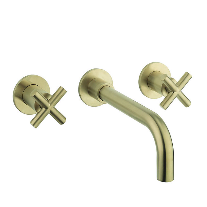 Crosswater MPRO Crosshead Brushed Brass Wall Mounted 3 Hole Set Basin Mixer