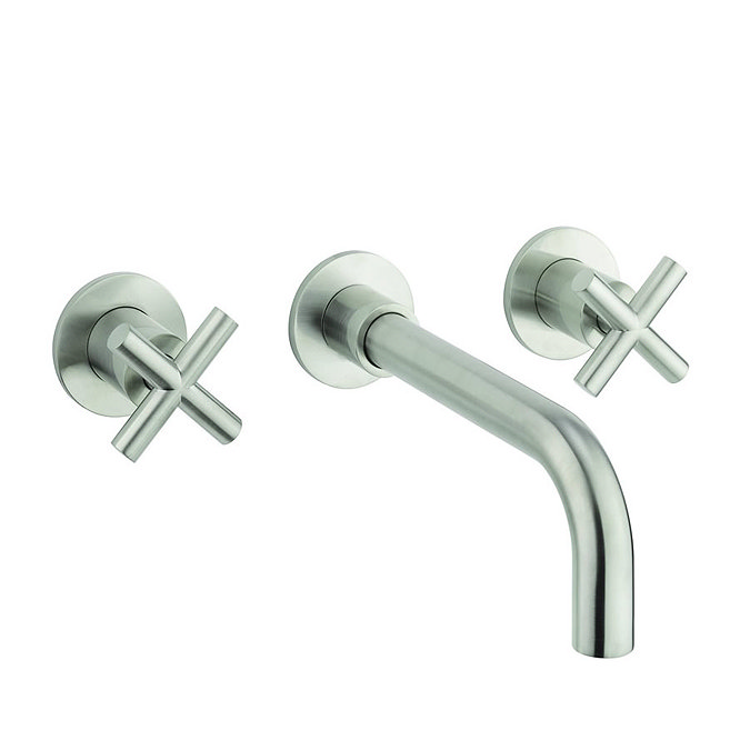 Crosswater MPRO Crosshead Brushed Stainless Steel Wall Mounted 3 Hole Set Basin Mixer