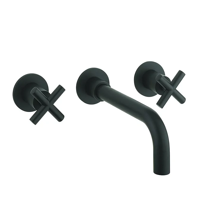 Crosswater MPRO Crosshead Matt Black Wall Mounted 3 Hole Set Basin Mixer
