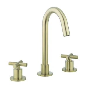 Crosswater MPRO Crosshead Brushed Brass Deck Mounted 3 Hole Set Basin Mixer
