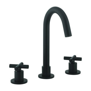 Crosswater MPRO Crosshead Matt Black Deck Mounted 3 Hole Set Basin Mixer