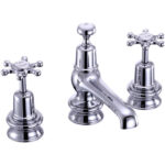 Burlington Birkenhead Regent Chrome 3 Tap Hole Basin Mixer with Pop-Up Waste