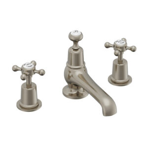 Burlington Claremont 3 Tap Hole Mixer with Pop-up Waste - Brushed Nickel