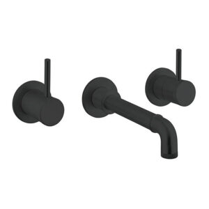 Crosswater MPRO Industrial Wall Mounted 3 Hole Set Basin Mixer - Carbon Black