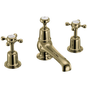 Burlington Gold Claremont 3TH Basin Mixer with Pop-up Waste
