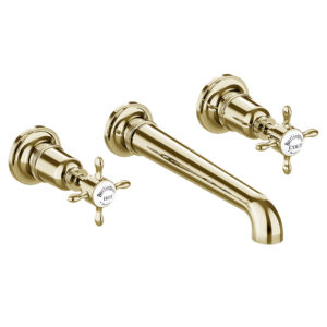 Burlington Guild 3TH Wall Mounted Basin Tap - Gold