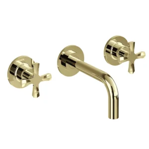 Burlington Riviera Art Deco Gold Wall Mounted Basin Mixer
