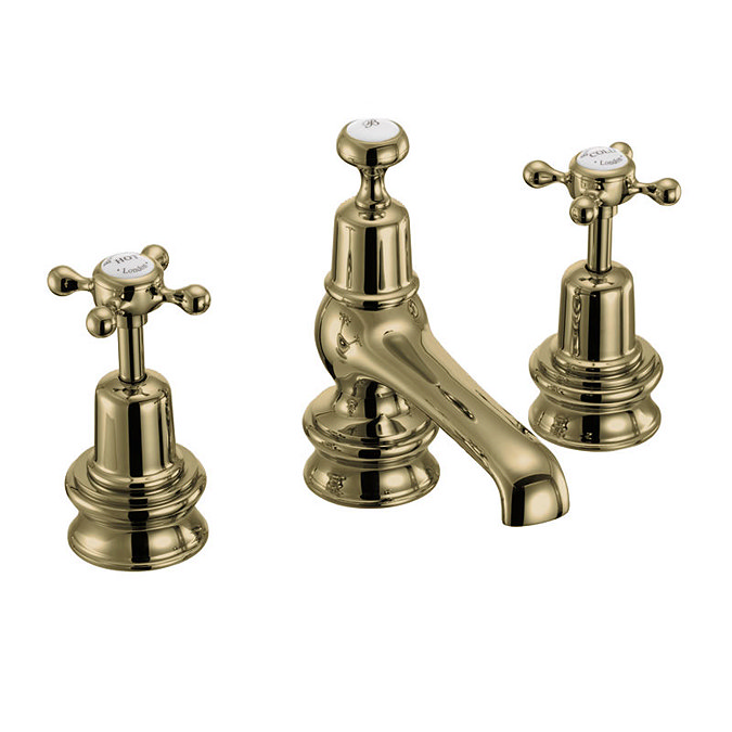 Burlington Gold Claremont Regent 3TH Basin Mixer with Pop-up Waste