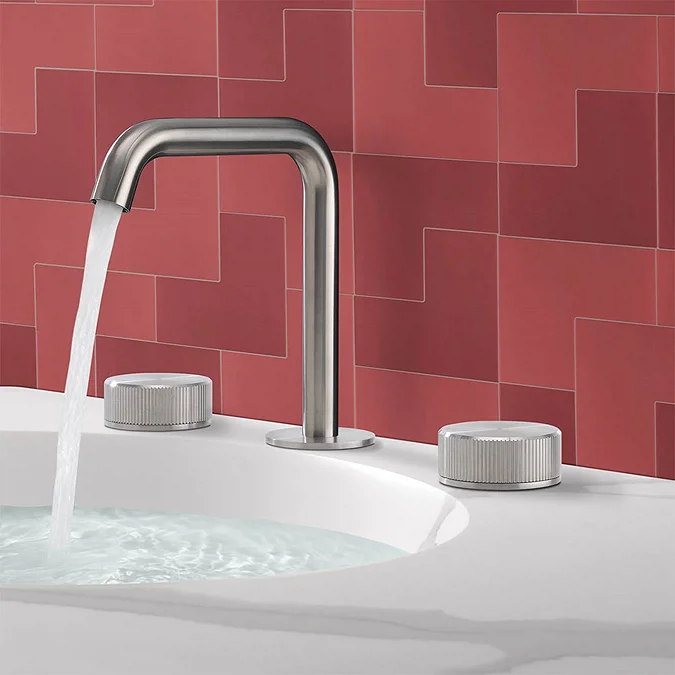 Crosswater 3ONE6 Stainless Steel Deck Mounted 3 Hole Set Basin Mixer - Image 3