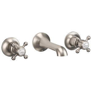 Crosswater Belgravia Crosshead Wall Mounted 3 Hole Set Basin Mixer - Brushed Nickel