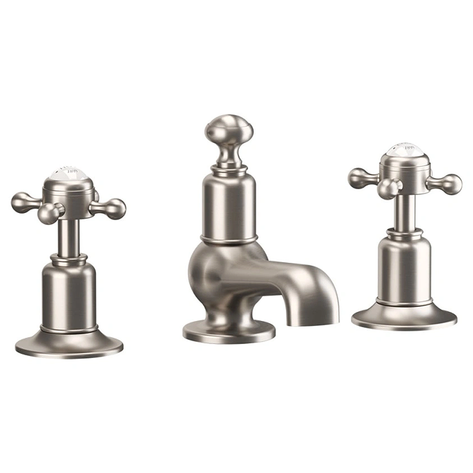 Crosswater Belgravia Crosshead 3 Tap Hole Basin Mixer - Brushed Nickel