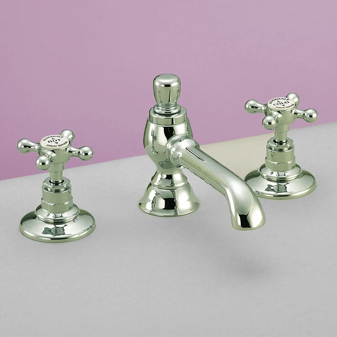 Silverdale Victorian 3 Hole Basin Deck with Pop Up Waste Nickel