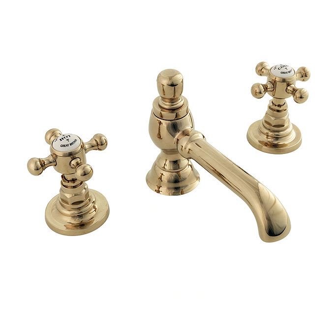 Silverdale Victorian 3 Hole Basin Deck with Pop Up Waste Gold