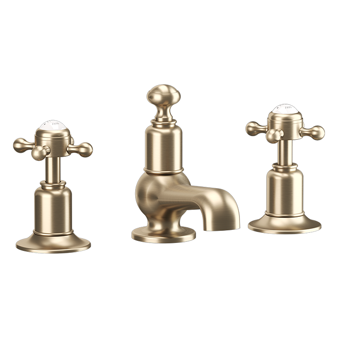 Crosswater Belgravia Crosshead 3 Tap Hole Basin Mixer - Brushed Brass
