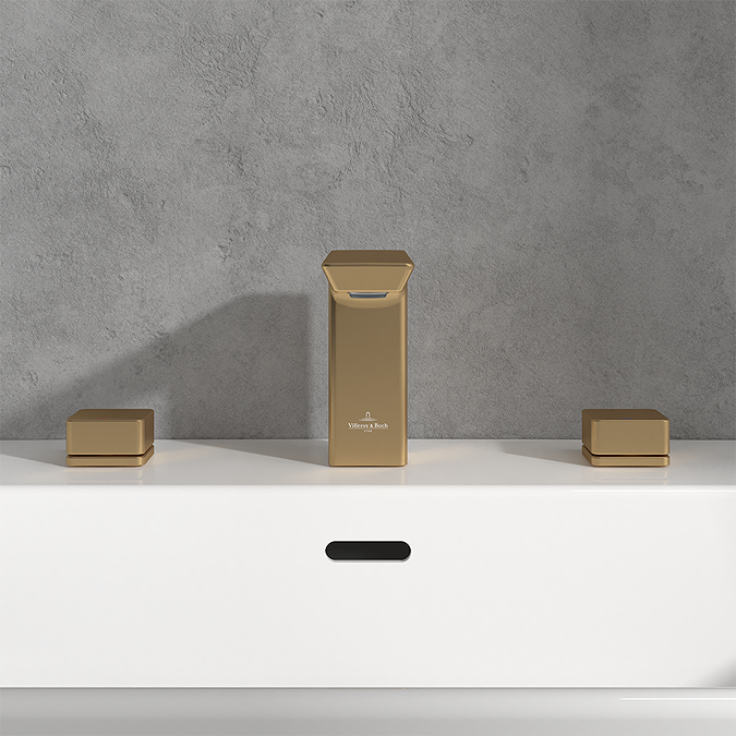 Villeroy and Boch Subway 3.0 Deck Mounted (3TH) Basin Mixer - Brushed Gold - Image 4