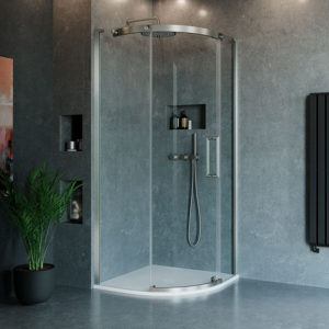 Crosswater Optix 10 900 x 900mm Frameless Quadrant Sliding Door Shower Enclosure - Brushed Stainless Steel