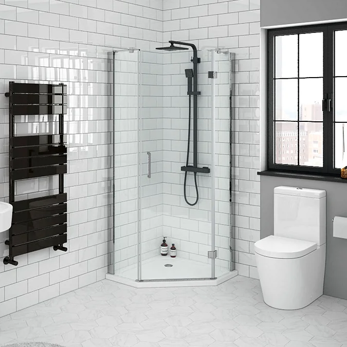 Apollo 900x900mm Frameless Pentangle Enclosure (incl. Tray + Waste) - Image 2