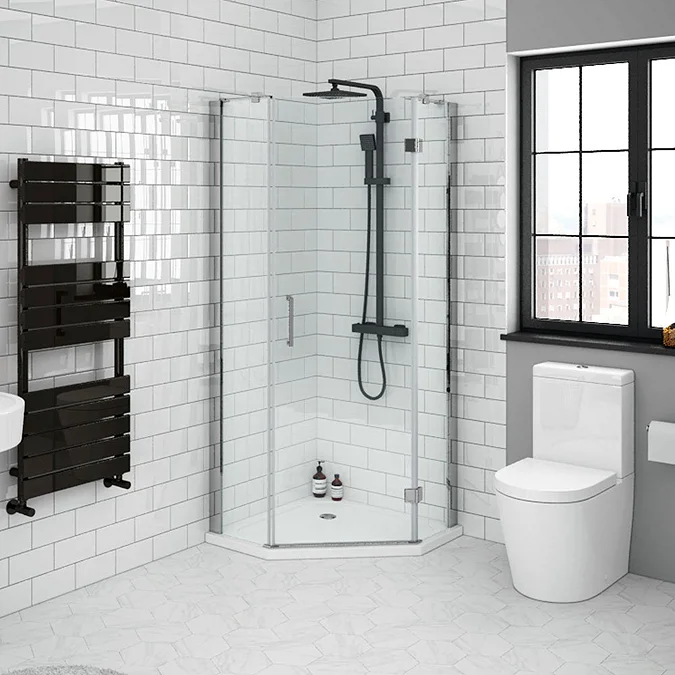 Apollo 900x900mm Frameless Pentangle Enclosure (incl. Tray + Waste)