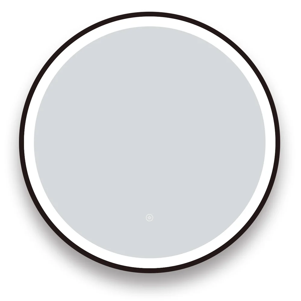 Arezzo Matt Black 600mm Round LED Illuminated Anti-Fog Bathroom Mirror - Image 4