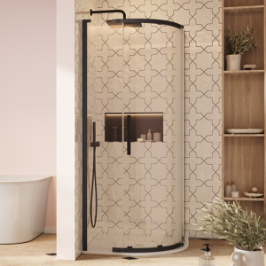 Crosswater Asura 8mm Matt Black Single Door Quadrant Shower Enclosure with Sleek Handle