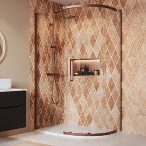 Crosswater Asura 8mm Brushed Bronze Single Door Offset Quadrant Shower Enclosure with Sleek Handle