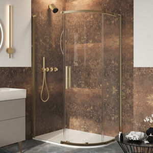 Crosswater Asura 8mm Brushed Brass Single Door Offset Quadrant Shower Enclosure with Sleek Handle