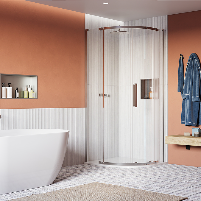 Crosswater Asura 8mm Polished Stainless Steel Single Door Quadrant Shower Enclosure with Sleek Handle - Image 2