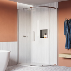 Crosswater Asura 8mm Polished Stainless Steel Single Door Offset Quadrant Shower Enclosure with Sleek Handle