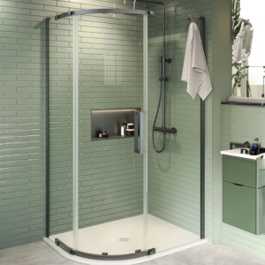 Crosswater Asura 8mm Slate Single Door Offset Quadrant Shower Enclosure with Sleek Handle