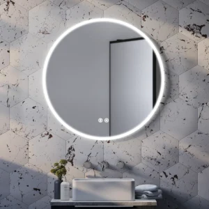 Arezzo 800mm Large Round LED Illuminated Anti-Fog Mirror + Bluetooth