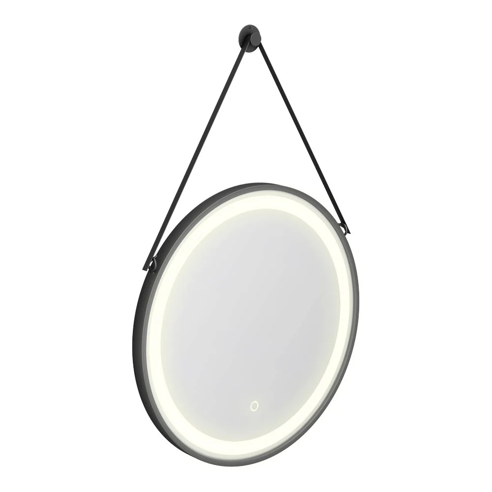 Arezzo Matt Black 600mm Round LED Illuminated Anti-Fog Bathroom Mirror - Image 4