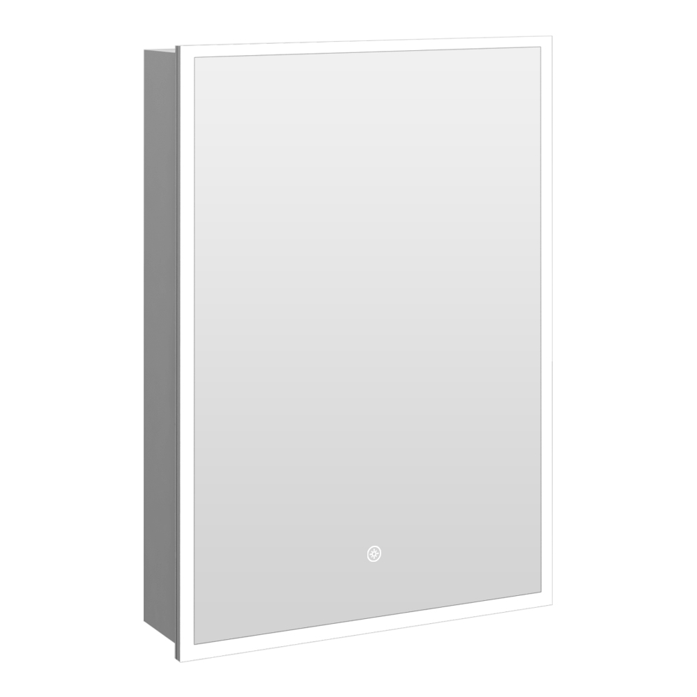 Arezzo 500 x 700mm Recessed LED Illuminated Bathroom Mirror Cabinet with Touch Sensor, Shaver Socket & Anti-Fog - Image 6