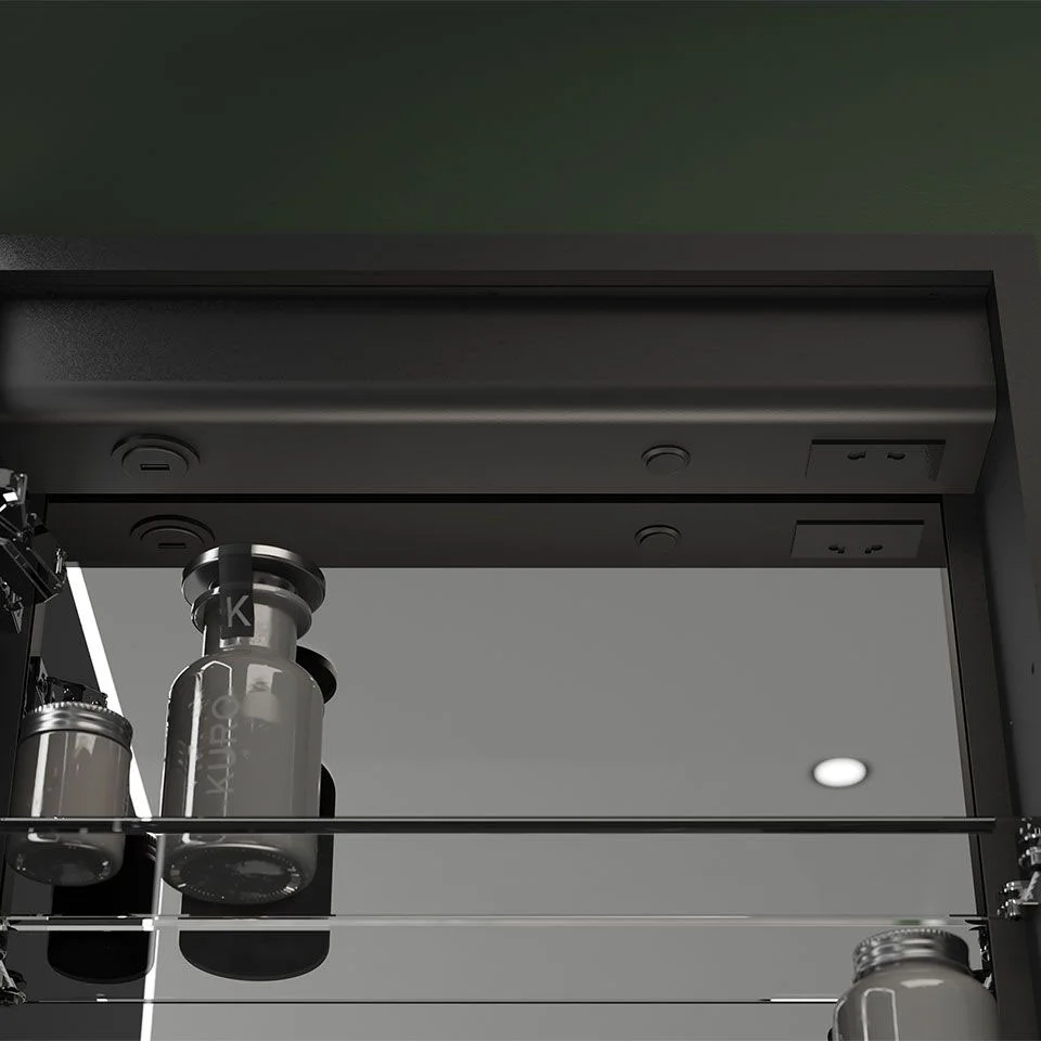 Arezzo 500 x 700mm Recessed LED Illuminated Bathroom Mirror Cabinet with Touch Sensor, Shaver Socket & Anti-Fog - Image 4