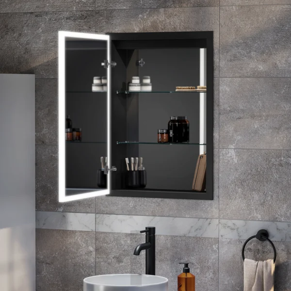 Arezzo 500 x 700mm Recessed LED Illuminated Bathroom Mirror Cabinet ...