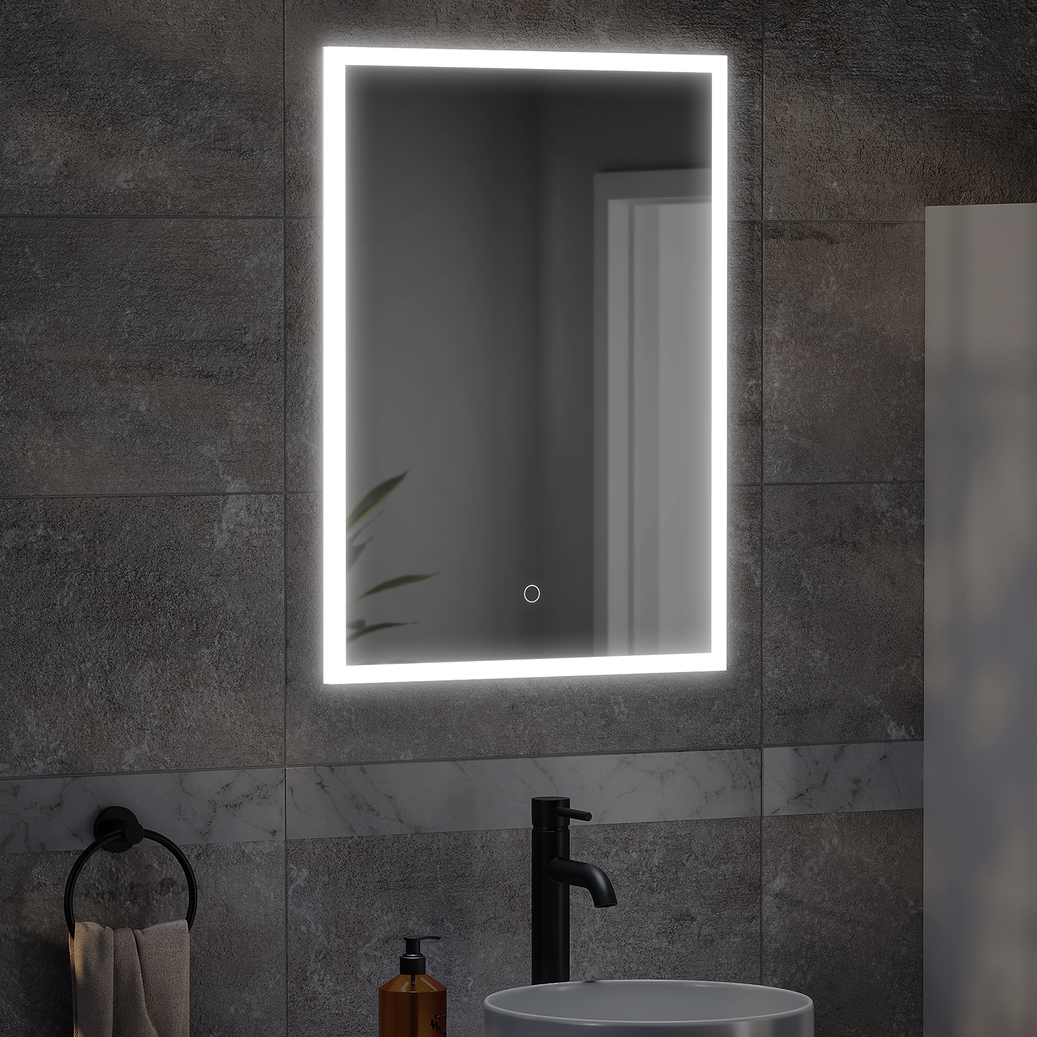 Arezzo 500 x 700mm Recessed LED Illuminated Bathroom Mirror Cabinet with Touch Sensor, Shaver Socket & Anti-Fog - Image 2