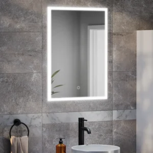 Arezzo 500 x 700mm Recessed LED Illuminated Bathroom Mirror Cabinet with Touch Sensor, Shaver Socket & Anti-Fog