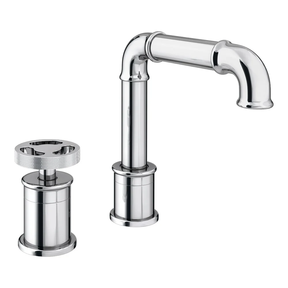 Arezzo Chrome 2TH Industrial Style Deck Mounted Basin Mixer - Image 3